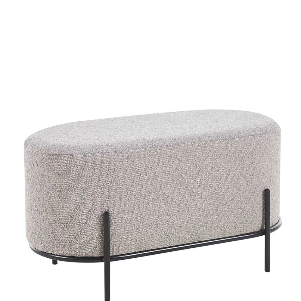 Wohnen Barhocker*Heller Hocker in Taupe Boucle - ovale Form - Lirodicos