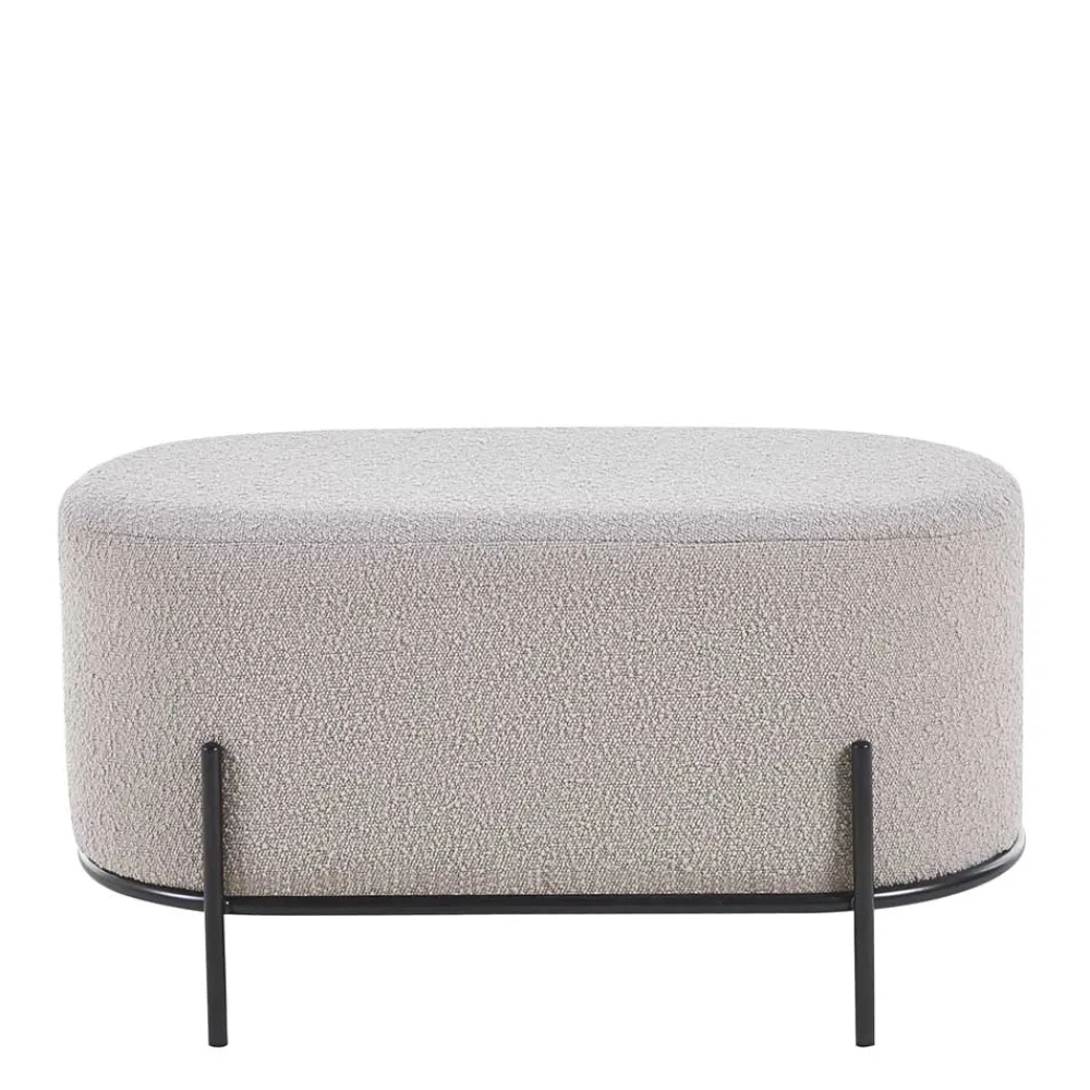 Wohnen Barhocker*Heller Hocker in Taupe Boucle - ovale Form - Lirodicos