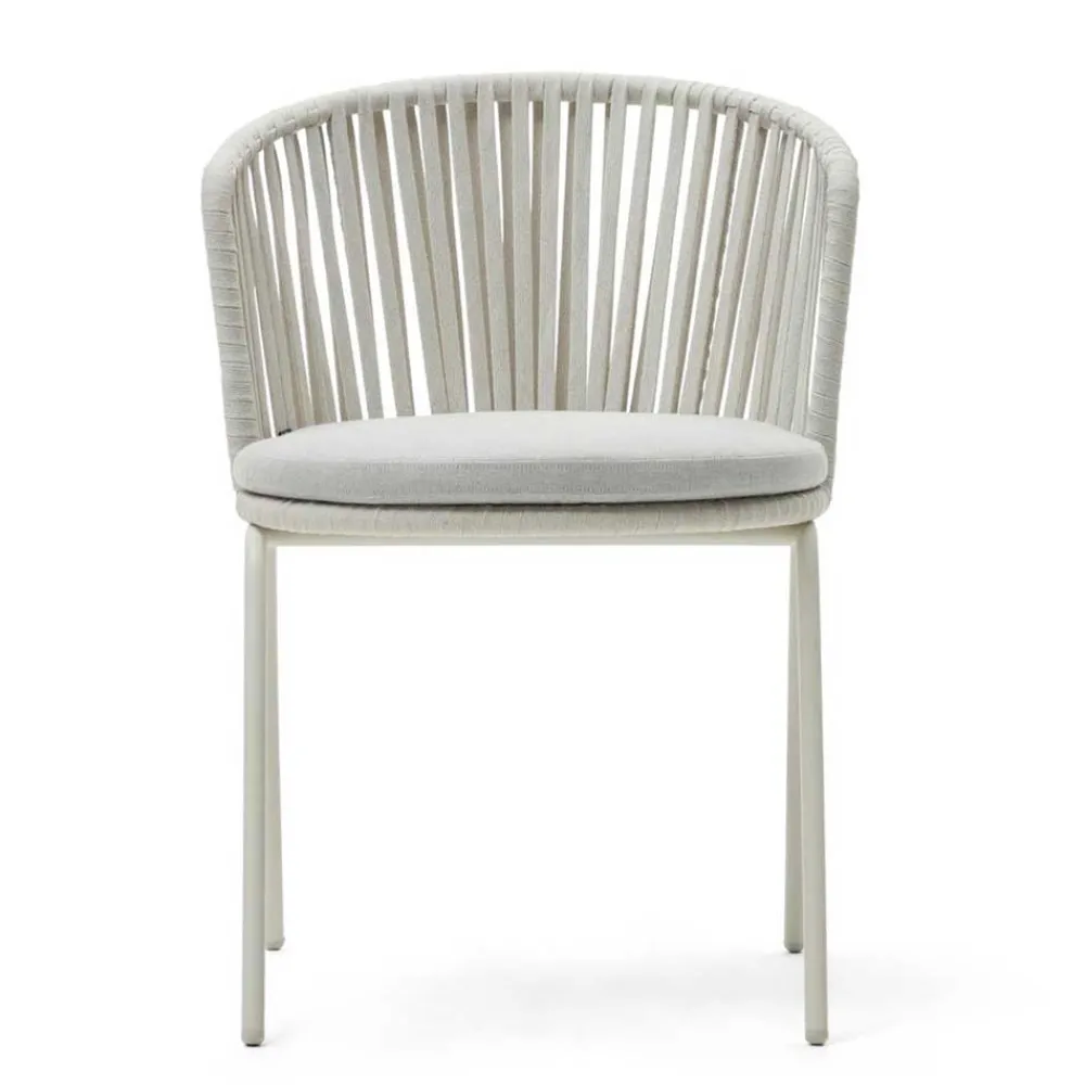 Wohnen Hellgraue Gartenstühle aus Kordel - Larosca (4er Set)