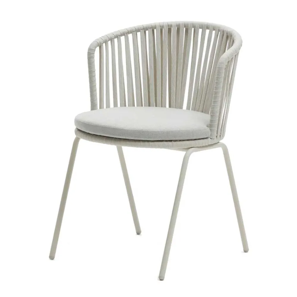 Wohnen Hellgraue Gartenstühle aus Kordel - Larosca (4er Set)