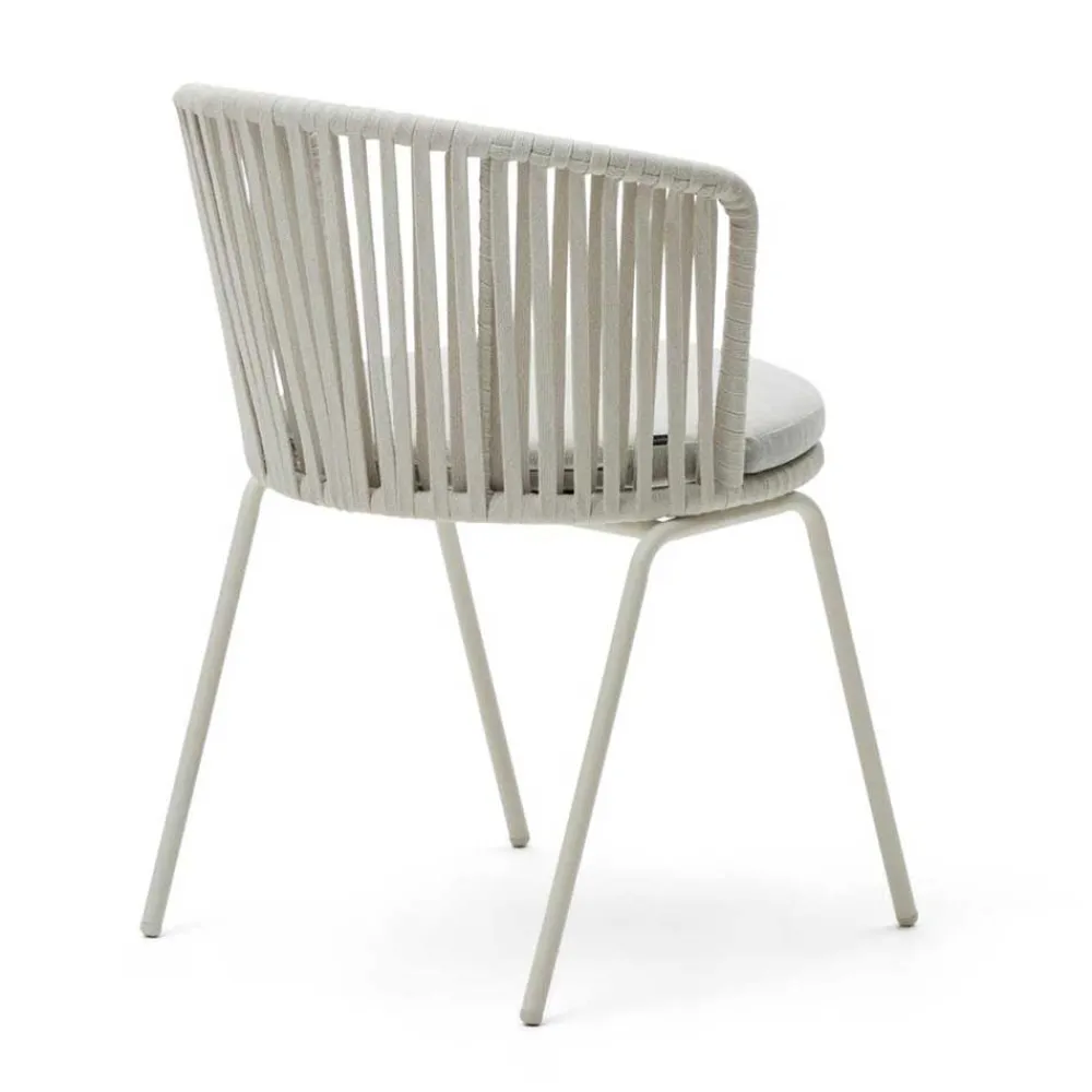 Wohnen Hellgraue Gartenstühle aus Kordel - Larosca (4er Set)