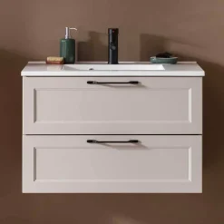 Wohnen Hellgraue Waschtischkonsole mit Becken - Trioto