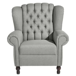 Wohnen Hellgrauer Chesterfield-Sessel mit Ohren - Barreff