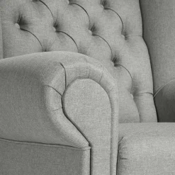 Wohnen Hellgrauer Chesterfield-Sessel mit Ohren - Barreff