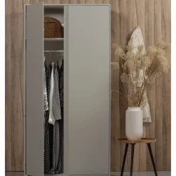 Wohnen Naturholzmöbel|Massivholzmöbel*Hellgrauer Kleiderschrank in modernem Design - Bai