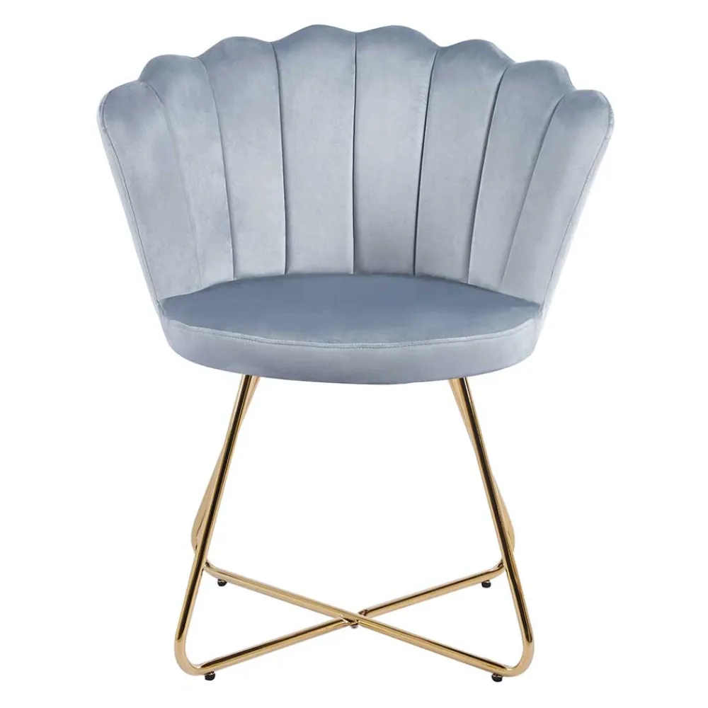 Wohnen Hellgrauer Muschel Polsterstuhl aus Samt - Usilvea (2er Set)