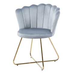 Wohnen Hellgrauer Muschel Polsterstuhl aus Samt - Usilvea (2er Set)