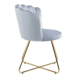 Wohnen Hellgrauer Muschel Polsterstuhl aus Samt - Usilvea (2er Set)