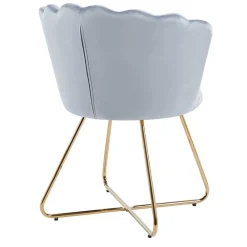 Wohnen Hellgrauer Muschel Polsterstuhl aus Samt - Usilvea (2er Set)