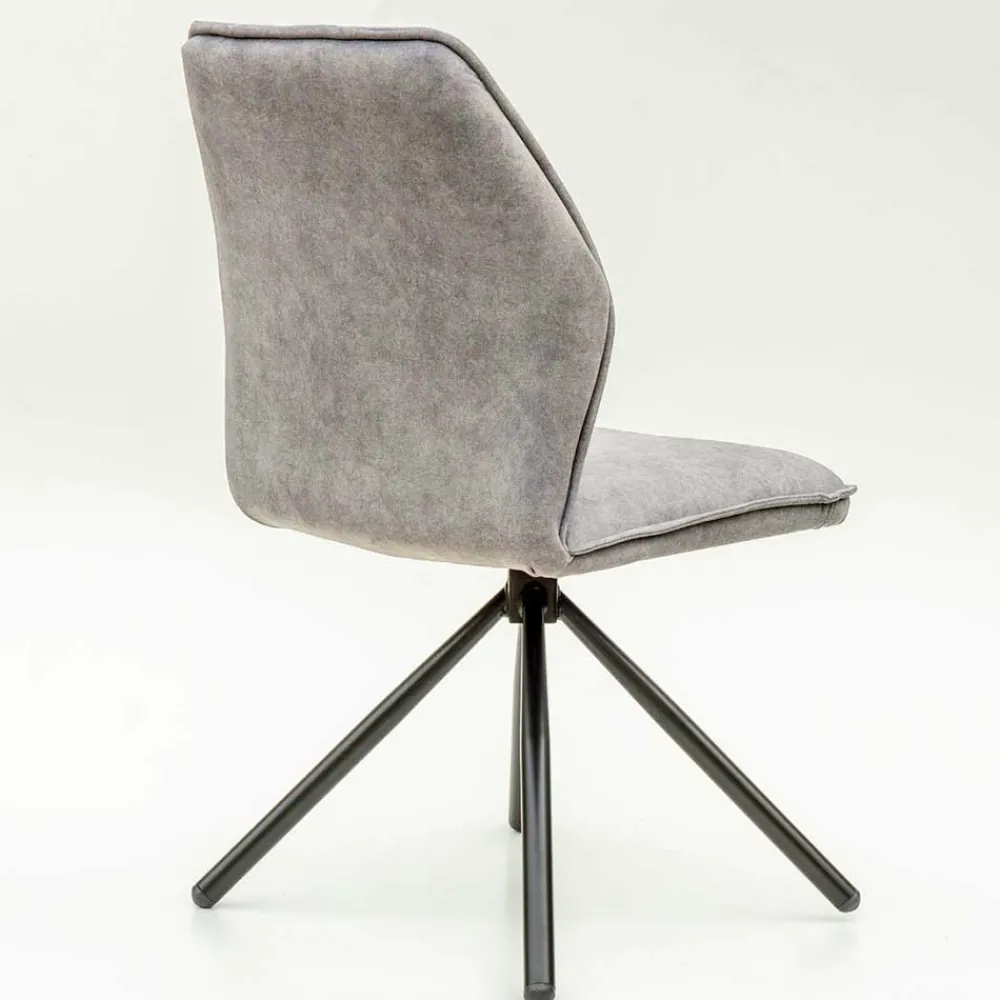 Wohnen Schwarze Möbel|Graue Möbel*Hellgrauer Polsterstuhl mit Metallgestell - Nynos (2er Set)