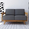 Wohnen Retro Möbel|Sofas*Hellgraues Stoff Sofa mit Wildeiche Gestell - Hardus