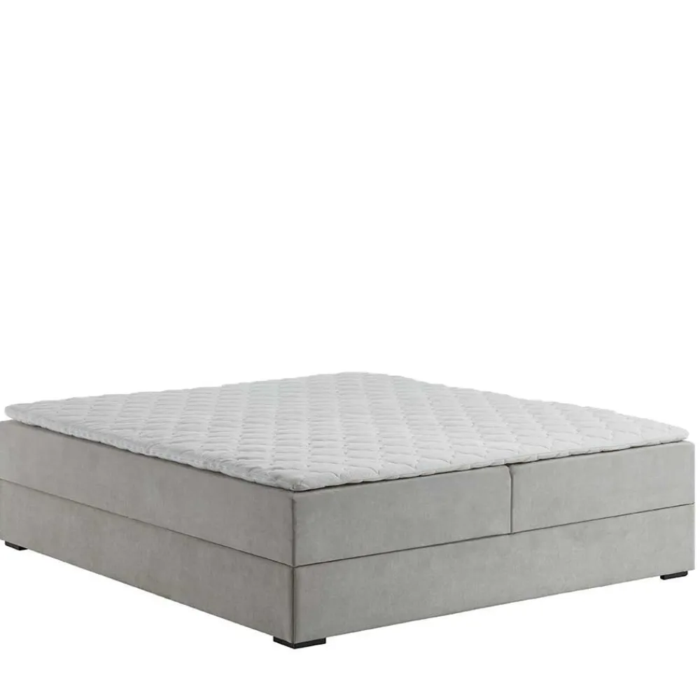 Wohnen Betten|Betten*Hellgraues Stoffbett ohne Kopfteil mit Bettkasten - Craig