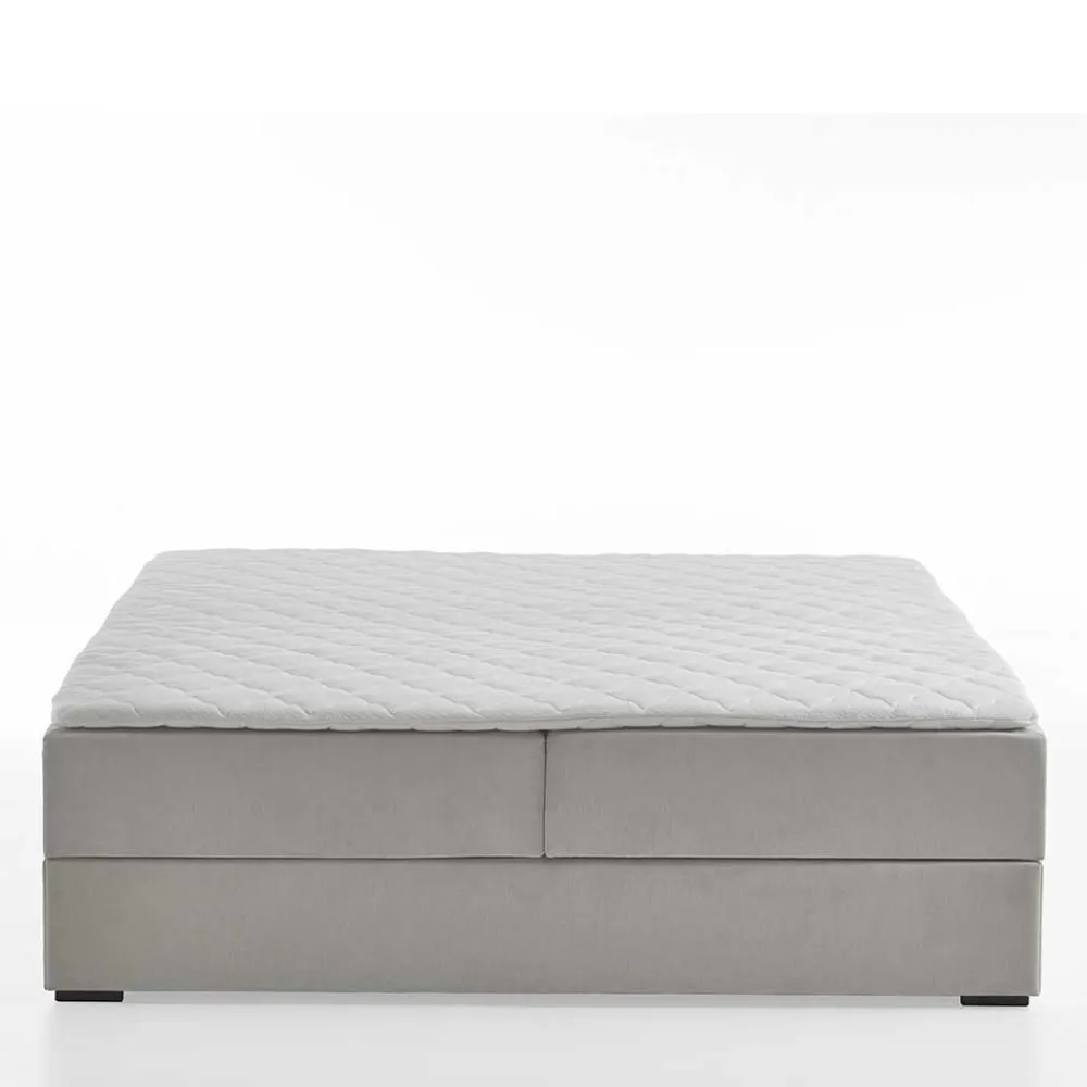 Wohnen Betten|Betten*Hellgraues Stoffbett ohne Kopfteil mit Bettkasten - Craig