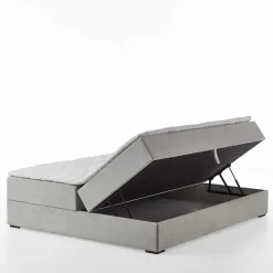 Wohnen Betten|Betten*Hellgraues Stoffbett ohne Kopfteil mit Bettkasten - Craig