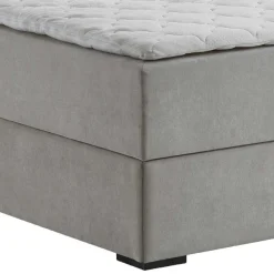 Wohnen Betten|Betten*Hellgraues Stoffbett ohne Kopfteil mit Bettkasten - Craig