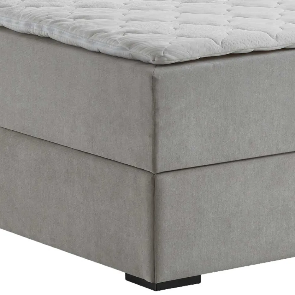 Wohnen Betten|Betten*Hellgraues Stoffbett ohne Kopfteil mit Bettkasten - Craig