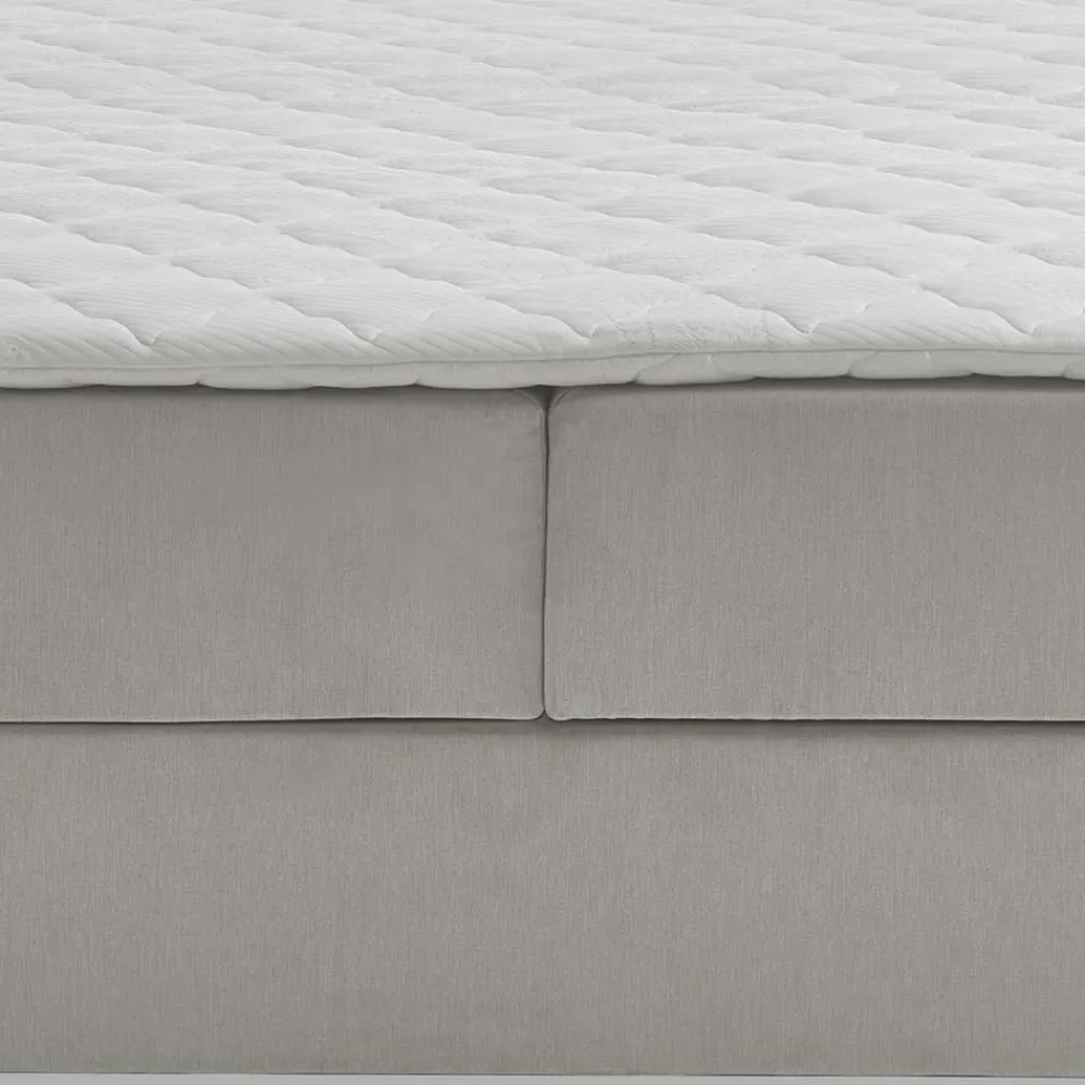 Wohnen Betten|Betten*Hellgraues Stoffbett ohne Kopfteil mit Bettkasten - Craig