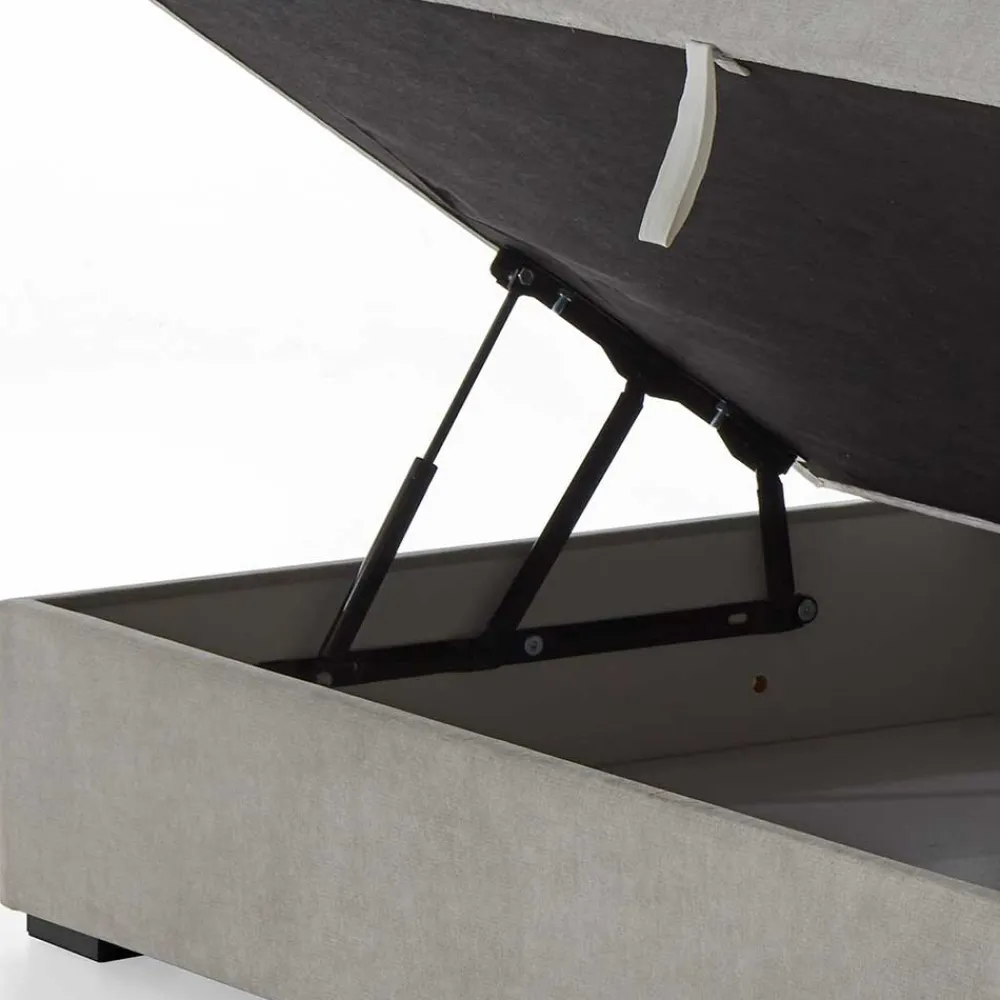 Wohnen Betten|Betten*Hellgraues Stoffbett ohne Kopfteil mit Bettkasten - Craig