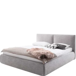Wohnen Hellgraues 180x200 Bett inklusive Matratzen - Atlona