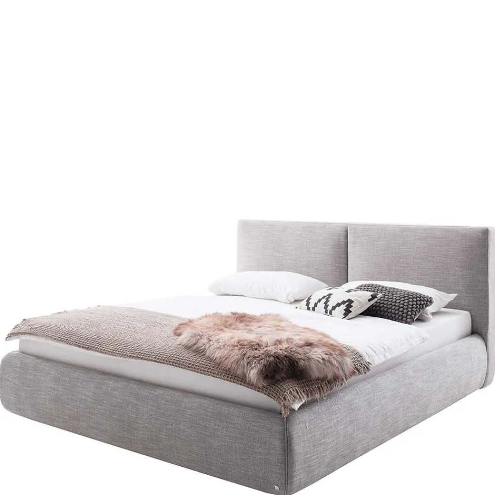 Wohnen Hellgraues 180x200 Bett inklusive Matratzen - Atlona