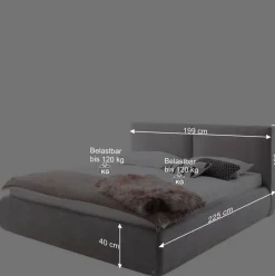 Wohnen Hellgraues 180x200 Bett inklusive Matratzen - Atlona