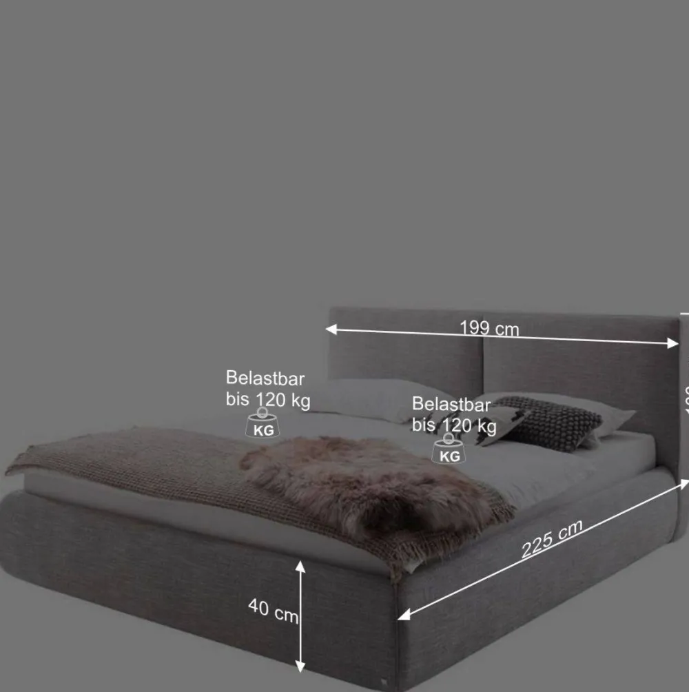 Wohnen Hellgraues 180x200 Bett inklusive Matratzen - Atlona