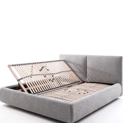 Wohnen Hellgraues 180x200 Bett inklusive Matratzen - Atlona