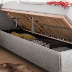 Wohnen Hellgraues 180x200 Bett inklusive Matratzen - Atlona