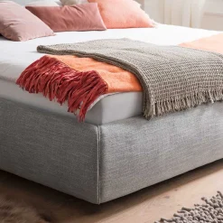 Wohnen Hellgraues 180x200 Bett inklusive Matratzen - Atlona