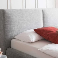 Wohnen Hellgraues 180x200 Bett inklusive Matratzen - Atlona