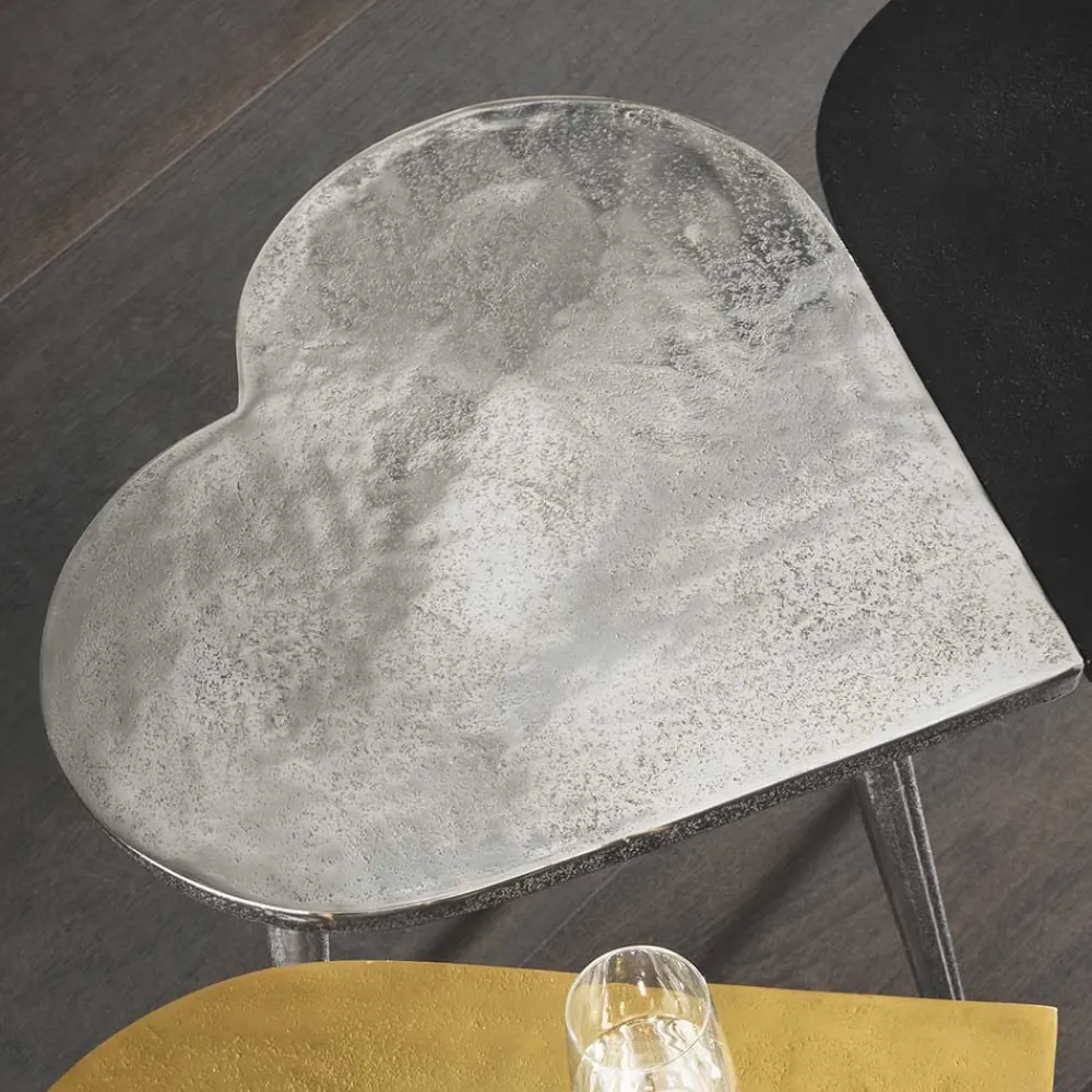Wohnen Herz Design Beistelltisch in Nickelfarben Alu - Trane