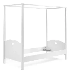 Kinder Wohnen Herz Design Himmelbett in Weiß - Grandory