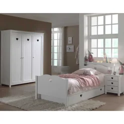 Wohnen Kinderzimmer Komplett|Kindermöbel*Herz Design Kinderzimmer in Weiß - Grandory (dreiteilig)