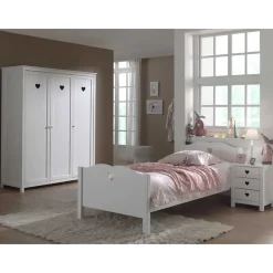 Wohnen Kinderzimmer Komplett|Kindermöbel*Herz Design Kinderzimmer in Weiß - Grandory (dreiteilig)