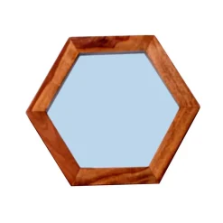 Wohnen Glasmöbel|Loft Möbel*Hexagon Spiegel mit Holzrahmen - Mendoza