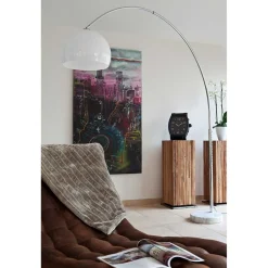 Wohnen Höhenverstellbare Bogen-Leuchte in Weiß & Chrom - Gozoa