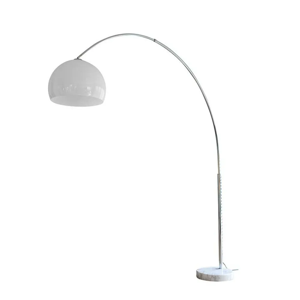 Wohnen Höhenverstellbare Bogen-Leuchte in Weiß & Chrom - Gozoa