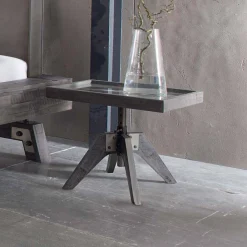 Wohnen Höhenverstellbarer Nachttisch Zara aus Holz Akazie Grau