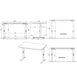 Wohnen Schwarze Möbel|Tische*Höhenverstellbarer Officetisch in Hellgrau - Great