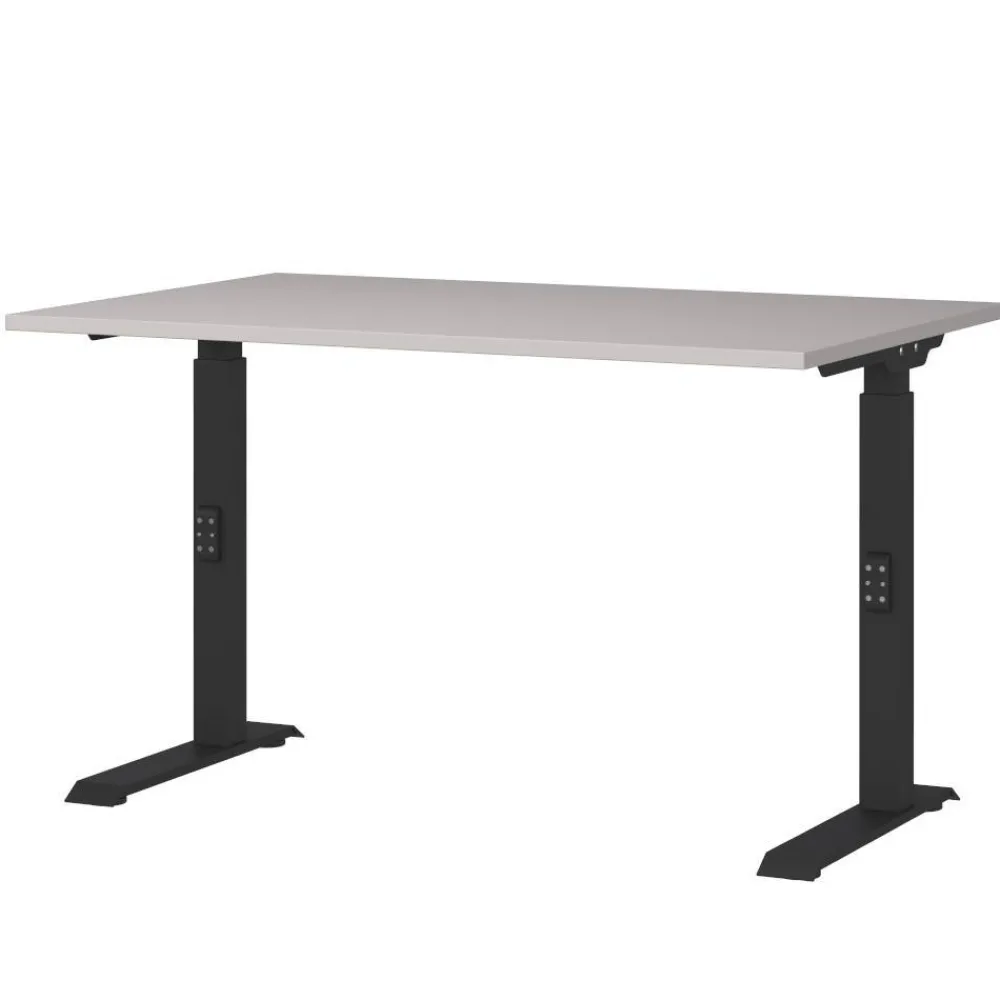Wohnen Höhenverstellbarer Office-Tisch in Hellgrau - Clemeta