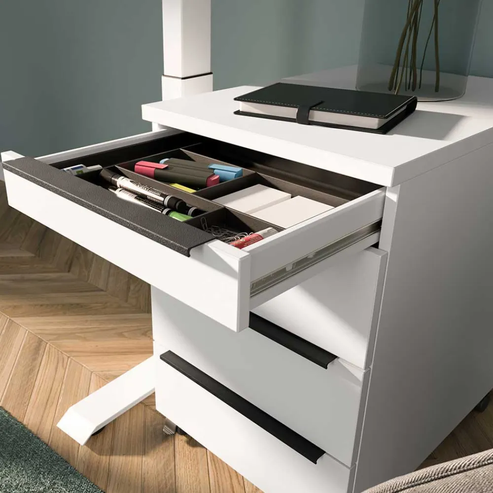 Wohnen Bürotische*Höhenverstellbarer Officetisch in Weiß - Sparkle (zweiteilig)