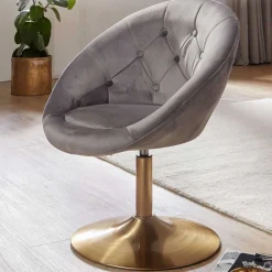 Wohnen Bürostühle*Höhenverstellbarer Samtsessel in Grau - Ashesha