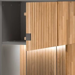 Wohnen Graue Möbel|Naturholzmöbel*Highboard in Eiche Bianco und Anthrazit - Cruzca I