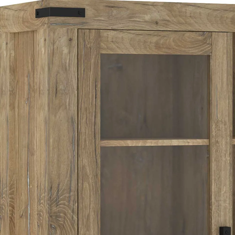 Wohnen Esszimmer-Vitrinen|Esszimmerschränke*Highboard in Eiche Dunkel mit Glaseinsatz - Hilary