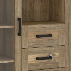 Wohnen Esszimmer-Vitrinen|Esszimmerschränke*Highboard in Eiche Dunkel mit Glaseinsatz - Hilary