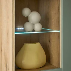 Wohnen Skandinavische Möbel|Küchenschränke*Highboard in Graugrün und Wildeiche - Oliva