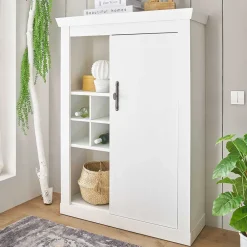 Wohnen Sideboards & Kommoden|Skandinavische Möbel*Highboard in weißer Holzoptik Pinie - Liancos
