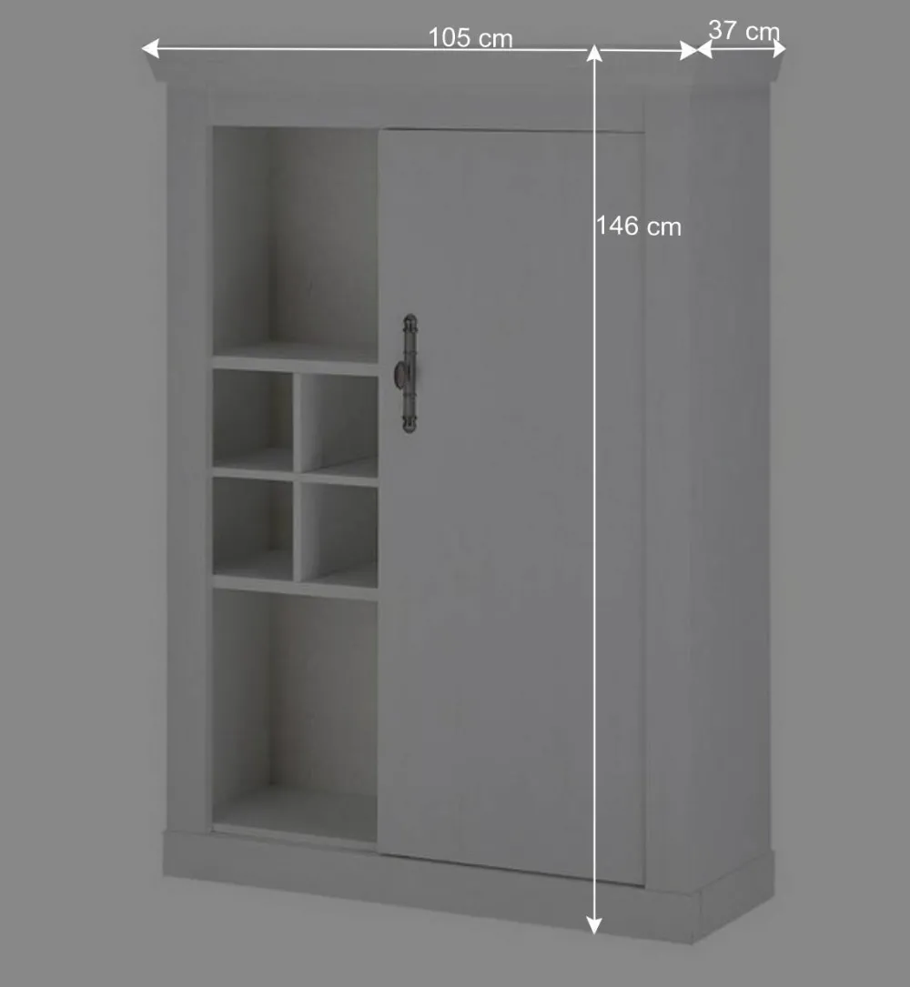 Wohnen Sideboards & Kommoden|Skandinavische Möbel*Highboard in weißer Holzoptik Pinie - Liancos