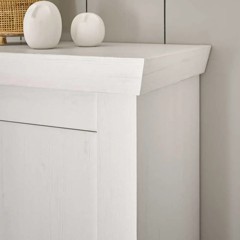 Wohnen Sideboards & Kommoden|Skandinavische Möbel*Highboard in weißer Holzoptik Pinie - Liancos