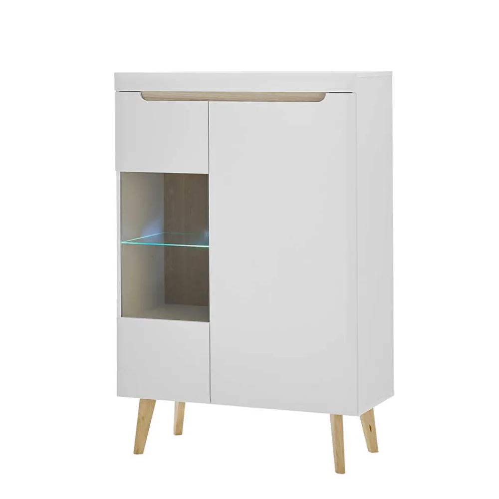 Wohnen Vitrinen|Wohnzimmer-Vitrinen*Highboard mit Glas im Skandi Design - Ginko